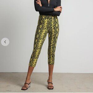 Snake Print High Rise Slim Leg Capri Pant